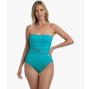 La Blanca Women's Standard Island Goddess Bandeau One Piece Swimsuit NEW